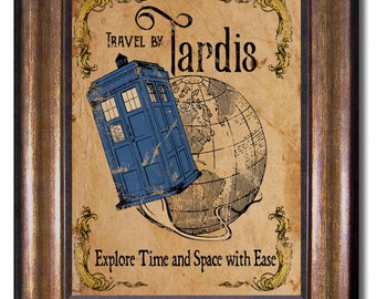 Doctor Who - Tardis Vintage Style Poster - Multiple Sizes 5x7, 8x10, 11x14, 16x20, 18x24, 20x24, 24x36
