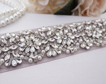 Bridal Sash Belt, Wedding Dress Belts, Bridal Belt, Crystal & Pearl Bridal Belts, Rhinestone Bridal Belt, Hand Beaded Bridal Belt/ B204