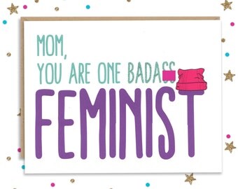 Mothers Day Card, Card for Mom, Mothers Day Gift, Feminist Card, Women's March, Pink Pussy Hat, Birthday Card, Protest Card, Greeting Card