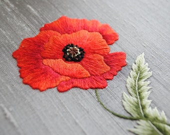Silk shaded poppy embroidery kit
