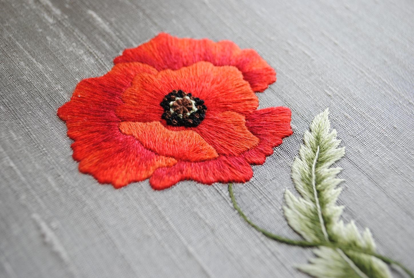 Download Silk shaded poppy embroidery kit