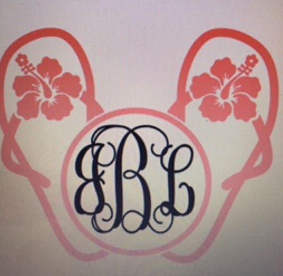 Download Monogrammed Flip Flop Decal / Monogram Car Decal / cup decal