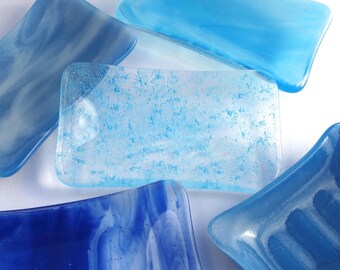 Blue soap dish, Blue soap dishes, Blue fused glass soap dish, glass soap dish, Soap, Unique new home gift, Handmade soap dish, Fused glass