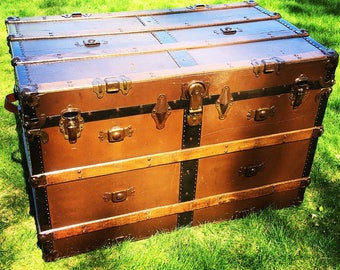 SOLD - Antique Trunk - Steamer Trunk - Shipping Trunk