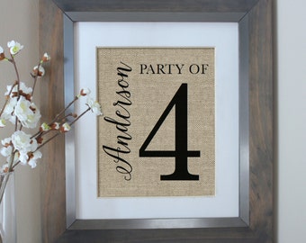 Party of 4 Sign, Party of Family Sign, Gallery Wall Decor, Family Number Sign, Personalized Housewarming Gift, Pregnancy Announcement