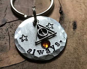 Always. Deathly Hallows Charm Pet Tag, Pet ID Tag, Dog Tag, Hand Stamped Pet Tag
