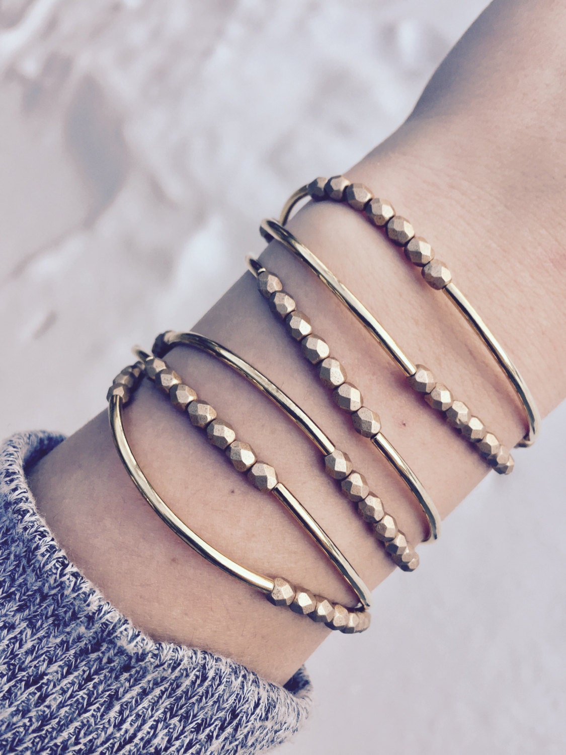 Gold stretch bracelet gold stretchy bracelet beaded stretch