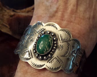 Sterling silver turquoise native American cuff