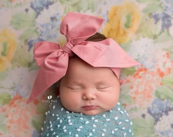 VINTAGE PINK Gorgeous Wrap- headwrap; fabric head wrap; pink head wrap; boho; newborn headband; baby headband; toddler headband