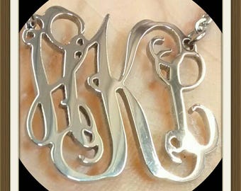 Steel Monogram Necklace- Made Stainless Steel- Monogram Initials Jewelry