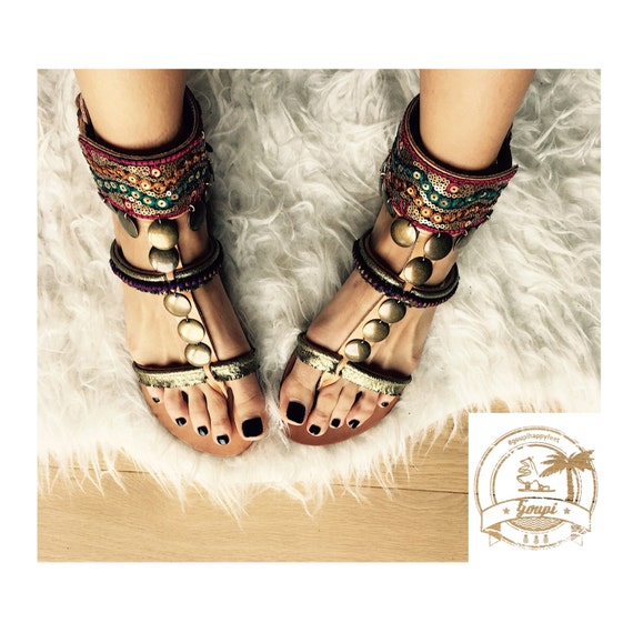 Handmade sandals greek leather sandals Casablanca by GoupiJwls