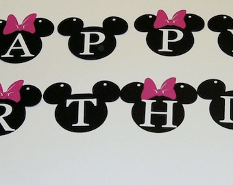 Mickey Minnie Banner / Mickey Mouse / Disney / Mickey and Minnie Happy Birthday Banner (528B)