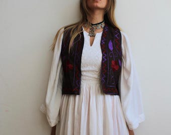 afghani embroidery vest/ bohemian gypsy goddess