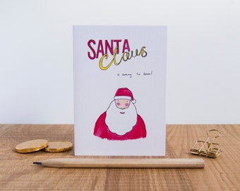 SALE * Santa Claus Christmas Card - Santa Claus is coming to town! Father Christmas Card // Happy Holidays // Cards For Friends & Family