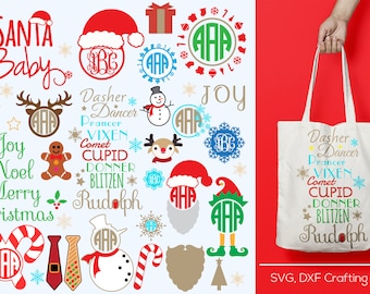 Christmas svg frames, cutting file, svg santa, reindeer svg, christmas SVG, DXF, Cricut Design Space, Silhouette Studio, Cut Files