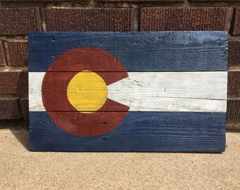 Wood Colorado Flag/ Wood Colorado Sign/ Colorado Decor/ 16.5" x 10"