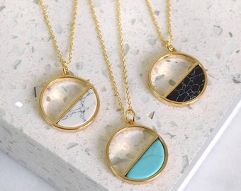 Geo Semi Circle Marble Necklace