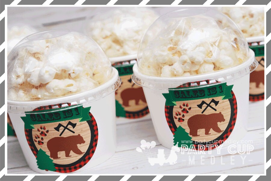 Lumberjack Birthday Party Treat CupsLumber Jack Popcorn Cups