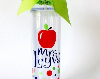 personalized tumbler, watte bottle,Teacher Christmas gift, personalized teacher tumbler, teacher water bottle,Apple water bottle for teacher