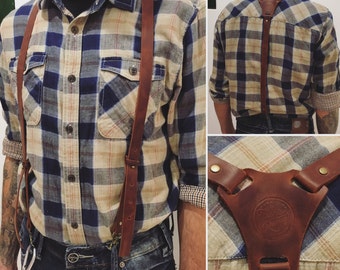 Leather Suspenders, leather suspenders brown/green/blue/black, Men's and womens Suspenders, skinny suspenders, Groomsmen