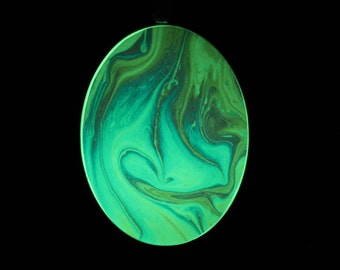Walking on Clouds - Glow-in-the-dark pendant with a beautiful abstract soap film pattern - B4