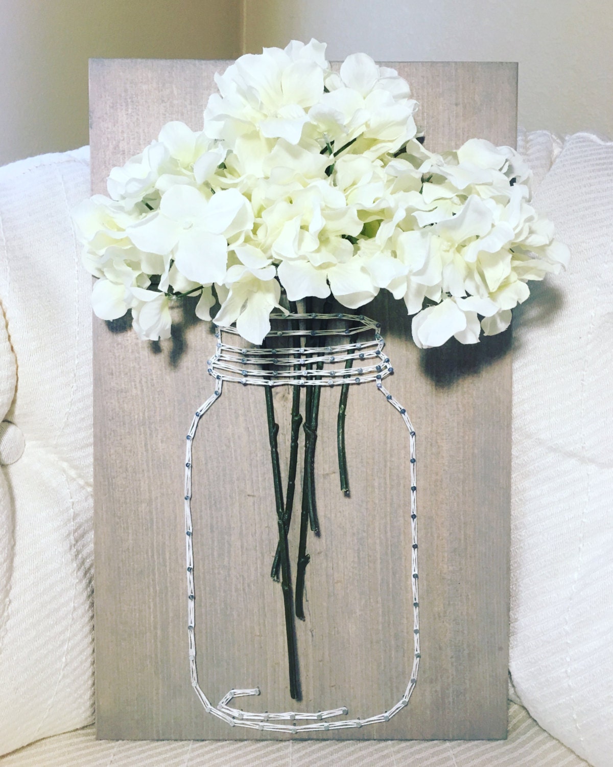 CUSTOM Mason Jar Flowers Floral String Art Rustic Ball