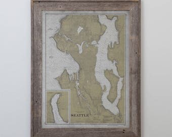 Seattle Map - Old Nautical Map of Seattle, Washington - Circa 20th C. - Weathered Map