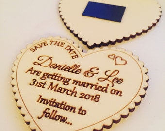 20 Save the Date Magnets, Personalised Save the Date. Personalised wedding, wood save the date, Wooden save the date, custom magnet