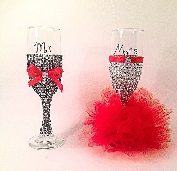 Wedding wine glass set of 2 tutu glass bride groom wedding