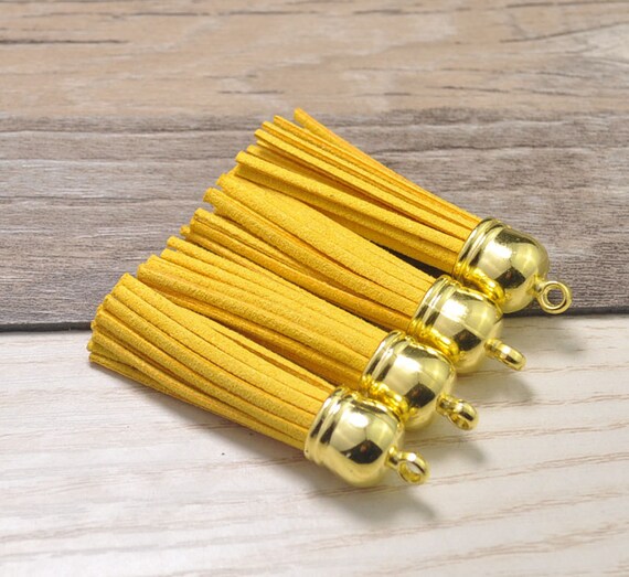 20pcs Medium Tassels Craft 2''Golden Yellow Suede