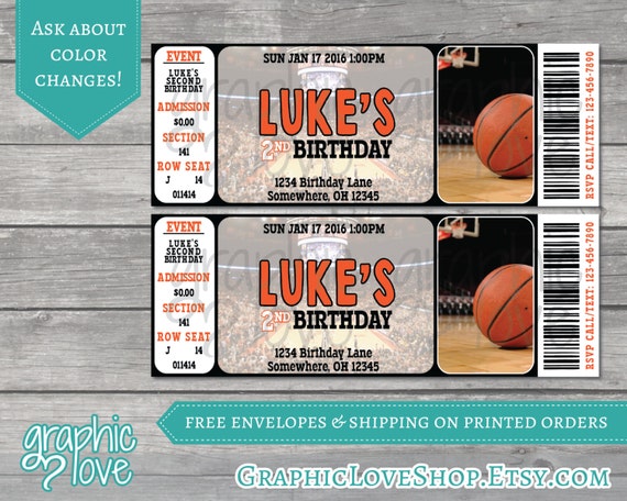 Basketball Ticket NBA Personalized Birthday by GraphicLoveShop