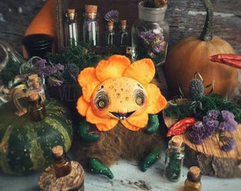 Flower. Cute toy. Flower doll. Fantasy creatures. handmade toy. Fantasy. Monster. OOAK. Handmade. Polymer clay doll. OOAK art doll. Kawaii.