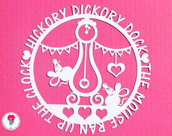 Hickory dickory paper cut svg / dxf / eps / files and pdf / png printable templates for hand cutting. Digital download. Commercial use ok.