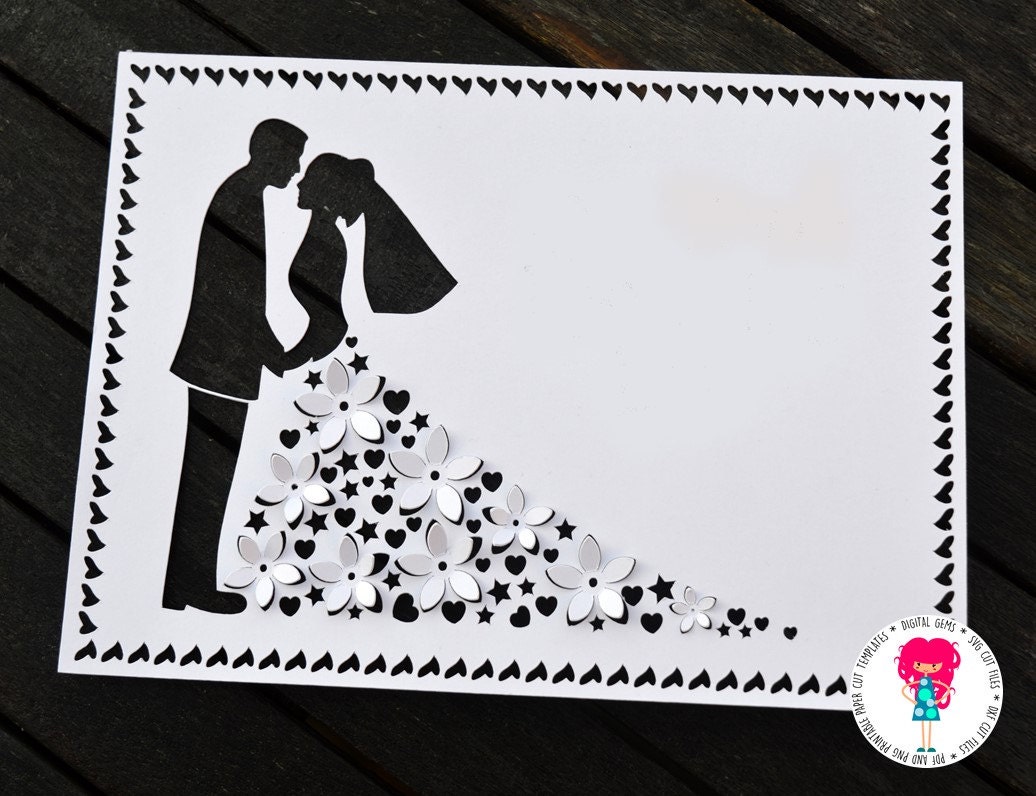 Download 3D Wedding Paper Cut Template SVG Cutting File For Cricut / Silhouette & PDF Printable Cut Your ...