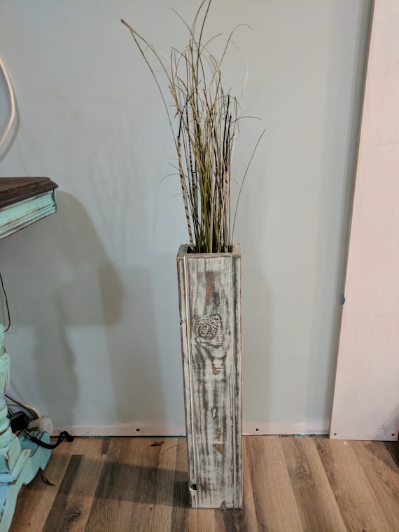 Single Rustic Floor Vase Wooden Vase Home Decor Decorative