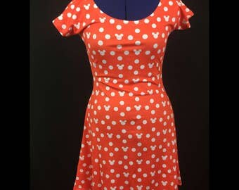 Minnie Mouse Inspired Cap Sleeve Skater Dress MADE TO ORDER (4 week Processing time)
