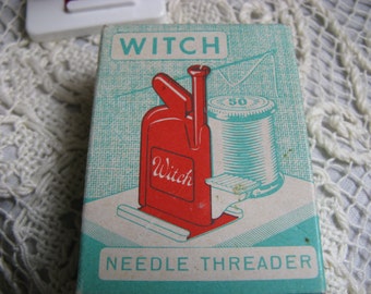 Vintage Witch Needle Threader~~1950's Western Germany Witch Needle Threader in Original Box