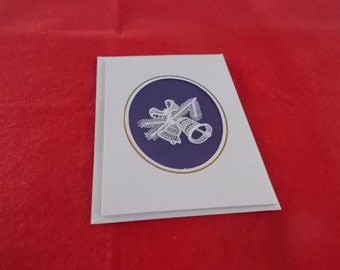 Card with bells and bows of Belgian Lace
