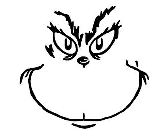 Grinched Face Outline SVG Cut File Christmas Who Stole Christmas Green GrinchFace Sour Puss Dr Seuss Green Mean One