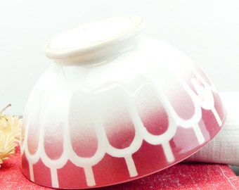 French bowl - Café au lait - pink godron - large bowl - coffee bowl - breakfast - 1950 - Antique french Bowl - Big Bowl - Facetted bowl