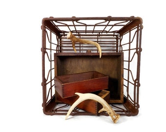 Metal Crate, Vintage Industrial Metal Bin, Industrial Storage