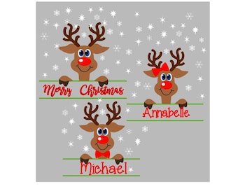 Adorable Reindeer Monogram; SVG, DXF, PS, Ai and Pdf Digital Files for Electronic Cutting Machines