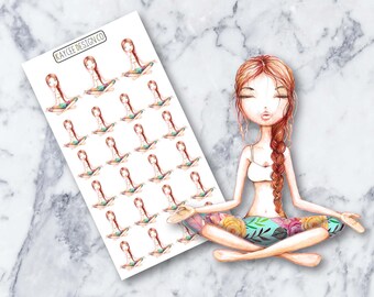 Watercolor Yoga Girl / Planner Stickers / Hand Drawn / Tracking / Fits Erin Condren & MAMBI / Filofax / Kikki K / Scrapbook
