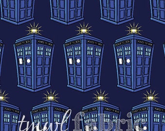 Knit Fabric - BBC Doctor Who Tardis Repeat - Fat Quarter Yard +
