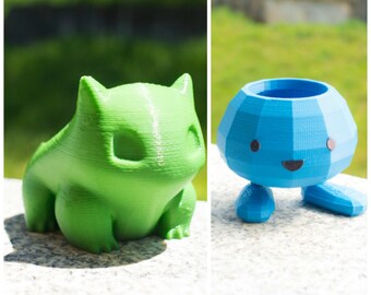Oddish and Bulbasaur High Poli Gift Set - Pokemon Planter - 3d Printed Garden / Home Decoration