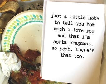Pregnancy Announcement, Pregnant, New Mom Card, Chucklcards, Announcement, Blank Inside, Funny Cards