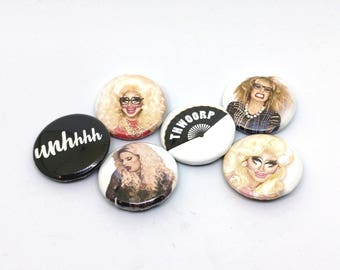 UNHhhh Trixie and Katya Drag Queen Buttons or Magnets - World of Wonder Fan Art - Thwoorp Fan - Trixie Mattel and Katya Zamolodchikova