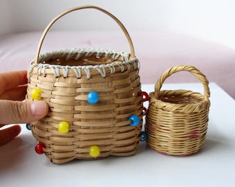 Vintage Wicker Baskets Miniature Fruit Turkish Handwoven Basket Handmade Small Home Decor Country Farmhouse Vintage Wicker Baskets Miniature Fruit Turkish Handwoven Basket Handmade Small Home Decor Country Farmhouse