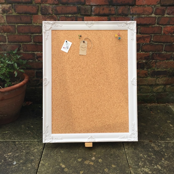 LARGE FRAMED CORKBOARD - Extra Large Pin Board - Ornate Cork Board / Shabby Chic Notice Board / Large Vision Board / Framed Message Board