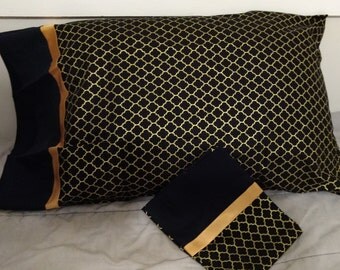 Gold and Black Pillowcase Set